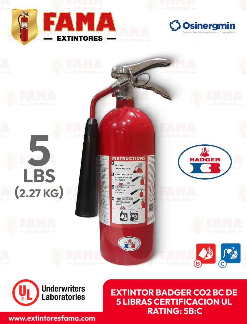 EXTINTOR BADGER CO2 DE 5 LIBRAS