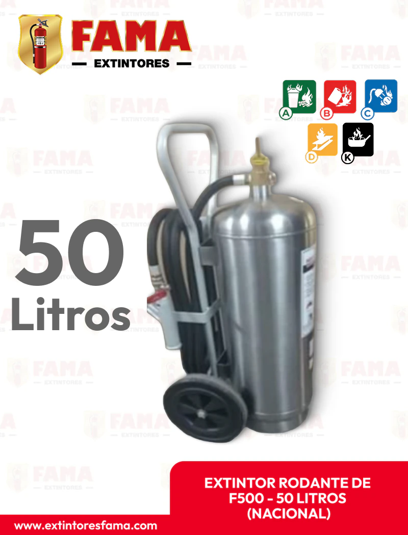 EXTINTOR RODANTE NACIONAL F500 DE 50 LITROS