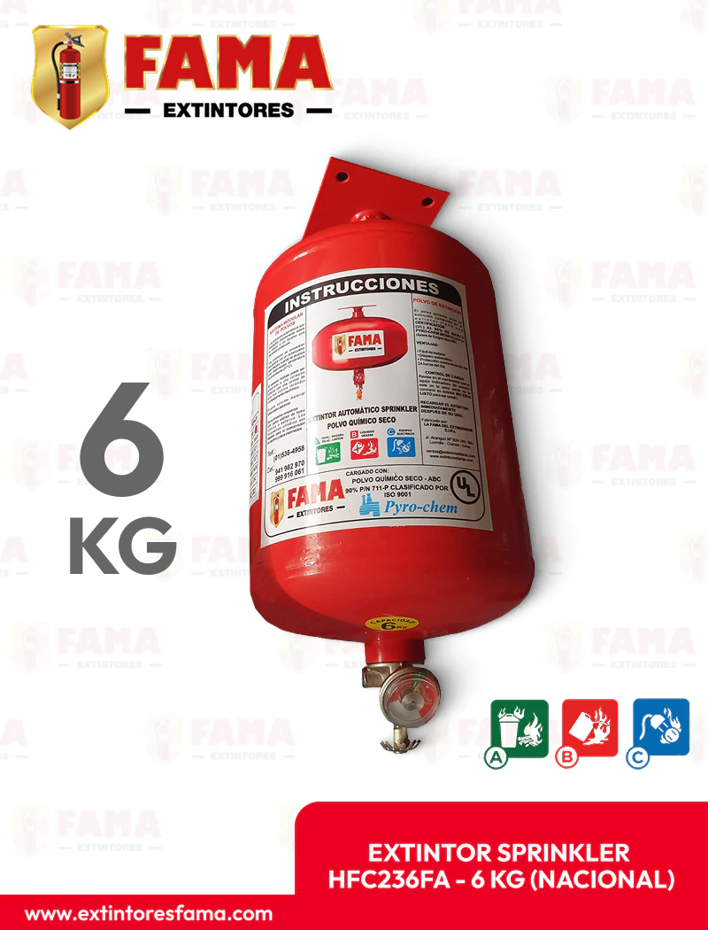 EXTINTOR SPRINKLER HEXAFLUOROPROPANO DE 6 KG